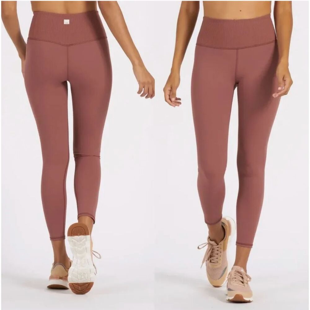 VUORI Rib Studio Marsala Pink High Rise 7/8 Leggings Womens Medium